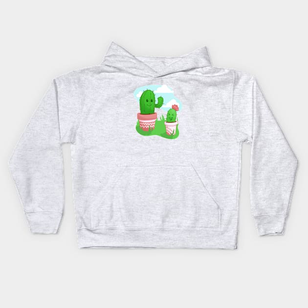 Cute Cactus Buddies Kids Hoodie by AviDTacti